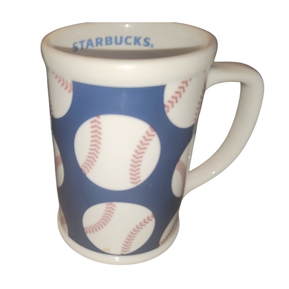 Starbucks Coffee Mug Baseball Design 2007‎ White Blue Sport Novelty Collectible - Picture 3 of 3